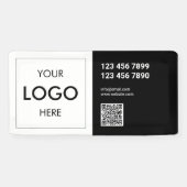 QR Code Business Logo Black en White Spandoek (Horizontaal)