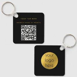 QR Code Business Logo Black Gold Minimalist Sleutelhanger