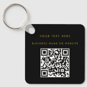QR Code Business Logo Black Gold Minimalist Sleutelhanger (Voorkant)