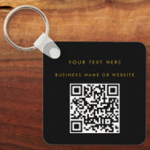 QR Code Business Logo Black Gold Minimalist Sleutelhanger (Voorkant)