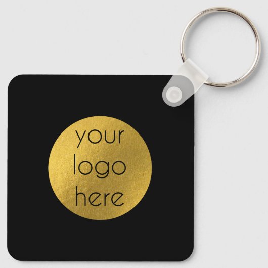 QR Code Business Logo Black Gold Minimalist Sleutelhanger (Achterkant)