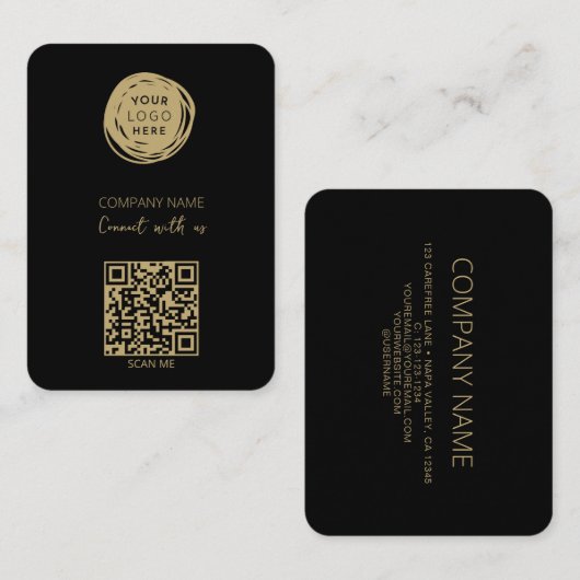 QR Code Business Logo Black Mighty Visitekaartje (Voorkant / Achterkant)