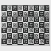 QR Code Business Logo Black Minimalist Business Cadeaupapier (Vlak)