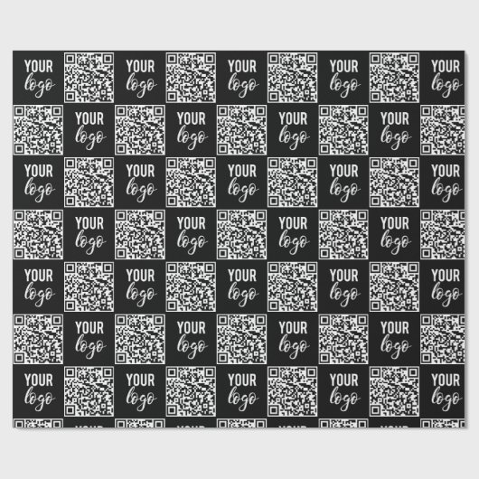 QR Code Business Logo Black Minimalist Business Cadeaupapier (Vlak)