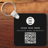 QR Code Business Logo Black Minimalist Business Sleutelhanger (Voorkant)