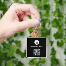 QR Code Business Logo Black Minimalist Business Sleutelhanger