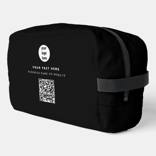 QR Code Business Logo Black Minimalist Business Toilettasje (Linkerhoek)