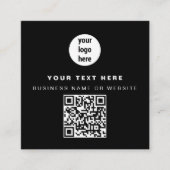 QR Code Business Logo Black Minimalist Business Vierkante Visitekaartje (Voorkant)
