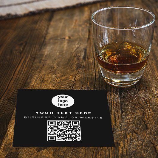 QR Code Business Logo Black Minimalist Business Vierkante Visitekaartje
