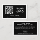 QR Code Business Logo Black minimalist Visitekaartje (Voorkant / Achterkant)