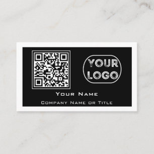QR Code Business Logo Black minimalist Visitekaartje