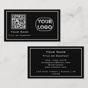 QR Code Business Logo Black minimalist Visitekaartje