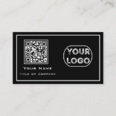 QR Code Business Logo Black minimalist Visitekaartje (Voorkant)