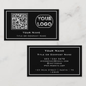 QR Code Business Logo Black minimalist Visitekaartje (Voorkant / Achterkant)