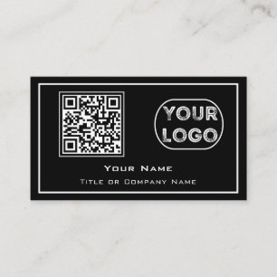 QR Code Business Logo Black minimalist Visitekaartje