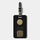 QR Code Business Logo Black Modern Bagagelabel (Voorkant verticaal)
