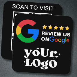 QR Code Business Logo Black Modern Google Review Vierkante Visitekaartje