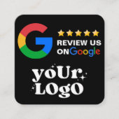 QR Code Business Logo Black Modern Google Review Vierkante Visitekaartje (Voorkant)