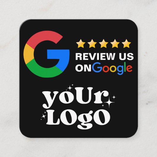 QR Code Business Logo Black Modern Google Review Vierkante Visitekaartje (Voorkant)
