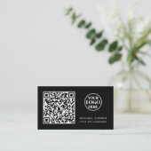 QR Code Business Logo Black Modern Professional Visitekaartje (Staand voorkant)