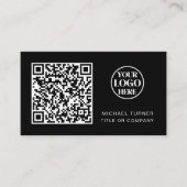 QR Code Business Logo Black Modern Professional Visitekaartje (Voorkant)