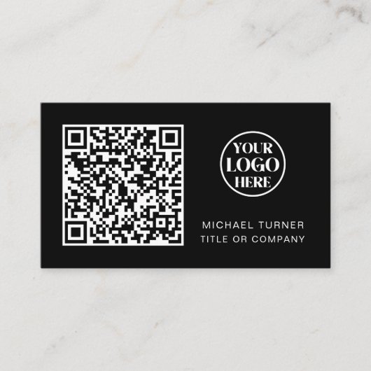 QR Code Business Logo Black Modern Professional Visitekaartje (Voorkant)
