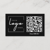 QR Code Business Logo Black Modern Professional Visitekaartje (Voorkant)