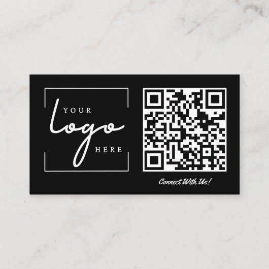 QR Code Business Logo Black Modern Professional Visitekaartje (Voorkant)