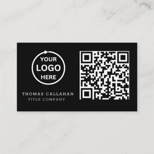 QR Code Business Logo Black Modern Professional Visitekaartje (Voorkant)