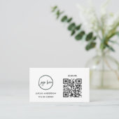 QR Code Business Logo | Black Modern Professional  Visitekaartje (Staand voorkant)