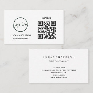QR Code Business Logo | Black Modern Professional Visitekaartje