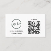 QR Code Business Logo | Black Modern Professional  Visitekaartje (Voorkant)