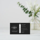 QR Code Business Logo | Black Modern Professional Visitekaartje (Staand voorkant)