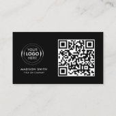 QR Code Business Logo | Black Modern Professional Visitekaartje (Achterkant)