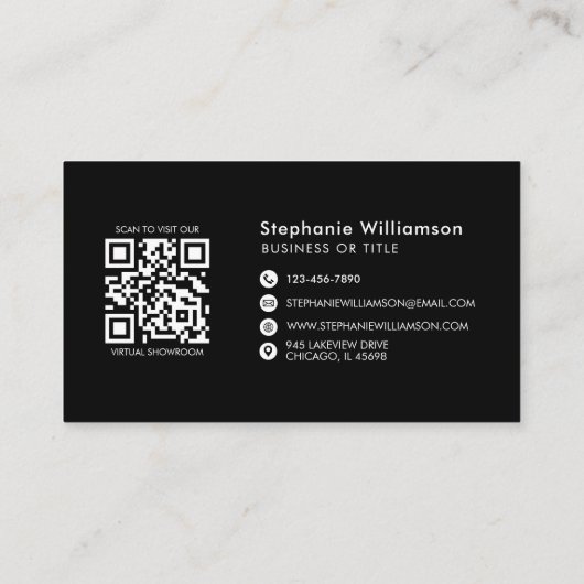 QR Code Business Logo Black Modern Professional Visitekaartje (Achterkant)