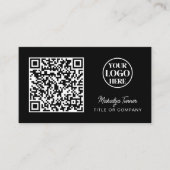 QR Code Business Logo Black Modern Professional Visitekaartje (Voorkant)