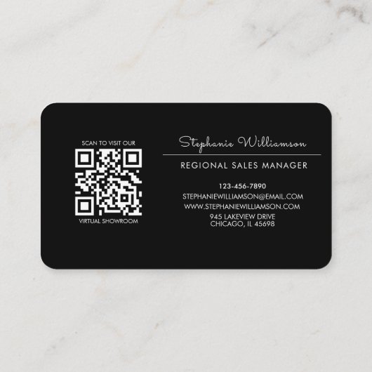 QR Code Business Logo Black Modern Professional Visitekaartje (Achterkant)
