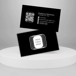 QR Code Business Logo Black Modern Professional Visitekaartje