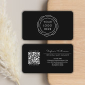 QR Code Business Logo Black Modern Professional Visitekaartje