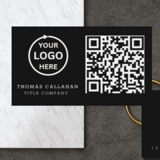 QR Code Business Logo Black Modern Professional Visitekaartje