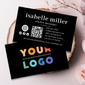 QR Code Business Logo Black Modern Professional Visitekaartje