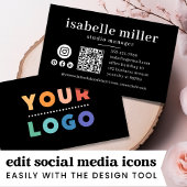 QR Code Business Logo Black Modern Professional Visitekaartje