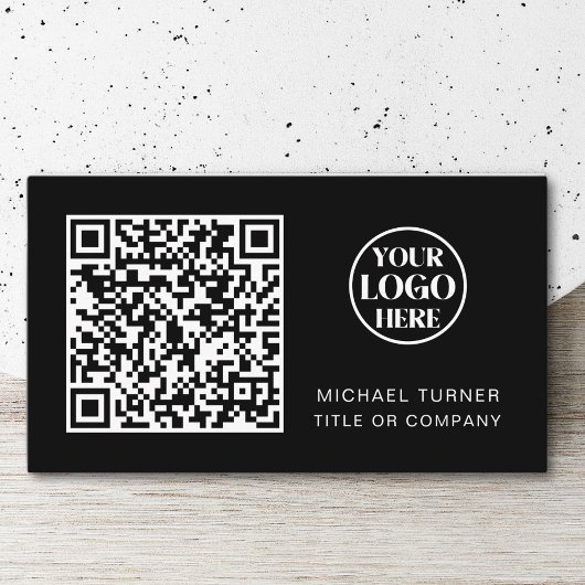 QR Code Business Logo Black Modern Professional Visitekaartje