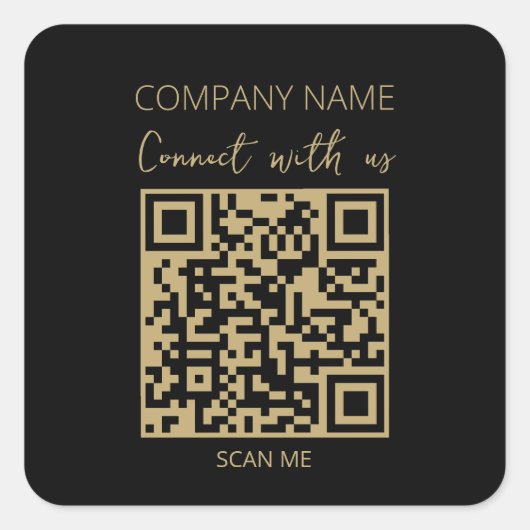 QR Code Business Logo Black Modern Vierkante Sticker (Voorkant)