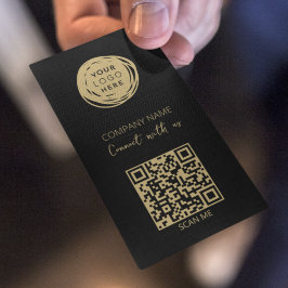 QR Code Business Logo Black Modern Visitekaartje