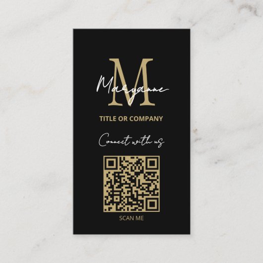 QR Code Business Logo Black Modern Visitekaartje (Voorkant)