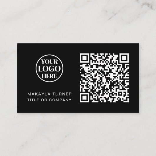 QR Code Business Logo Black Professional Modern Visitekaartje (Voorkant)
