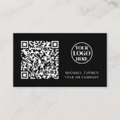 QR Code Business Logo Black Professional Modern Visitekaartje (Voorkant)