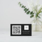 QR Code Business Logo Black Professional Modern Visitekaartje (Staand voorkant)