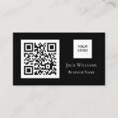 QR Code Business Logo Black Professional Modern Visitekaartje (Voorkant)